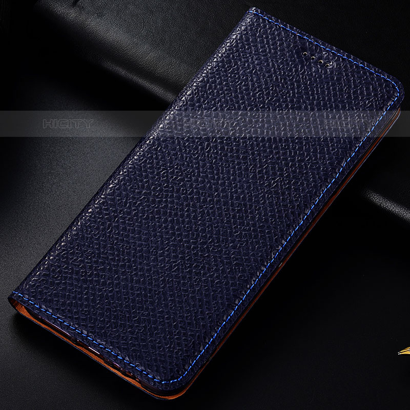 Coque Portefeuille Livre Cuir Etui Clapet H18P pour Samsung Galaxy M52 5G Bleu Plus