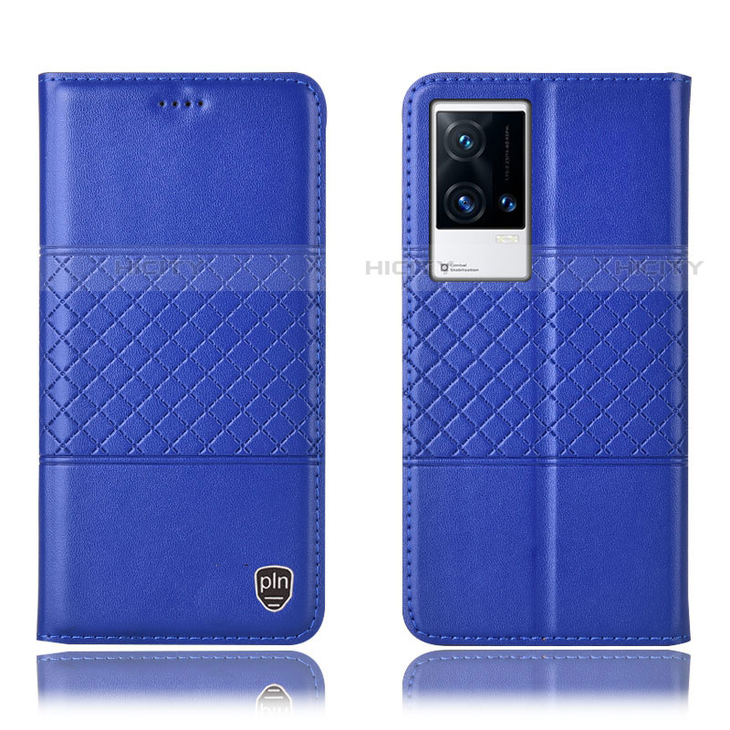 Coque Portefeuille Livre Cuir Etui Clapet H27P pour Vivo iQOO 8 Pro 5G Bleu Plus