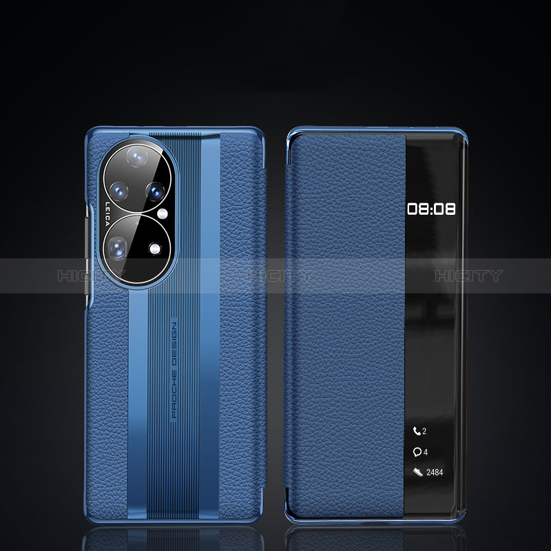 Coque Portefeuille Livre Cuir Etui Clapet JB2 pour Huawei P50 Pro Bleu Plus
