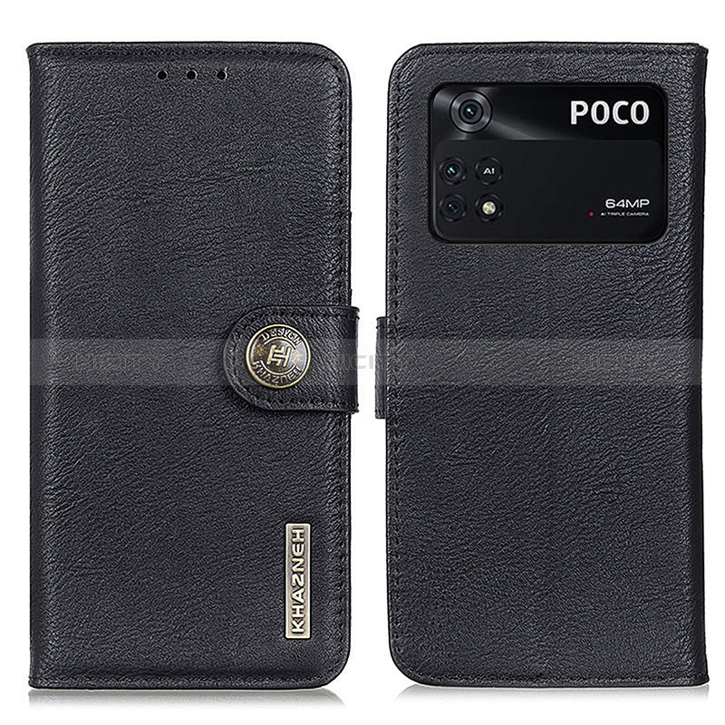 Coque Portefeuille Livre Cuir Etui Clapet K02Z pour Xiaomi Poco M4 Pro 4G Noir Plus