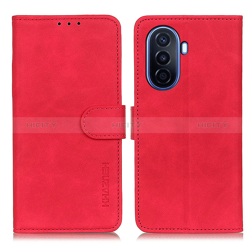 Coque Portefeuille Livre Cuir Etui Clapet K03Z pour Huawei Enjoy 50 Rouge Plus