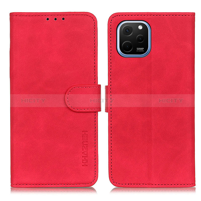 Coque Portefeuille Livre Cuir Etui Clapet K03Z pour Huawei Enjoy 50z Rouge Plus