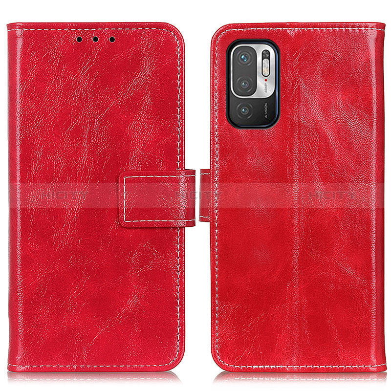 Coque Portefeuille Livre Cuir Etui Clapet K04Z pour Xiaomi Redmi Note 10T 5G Rouge Plus