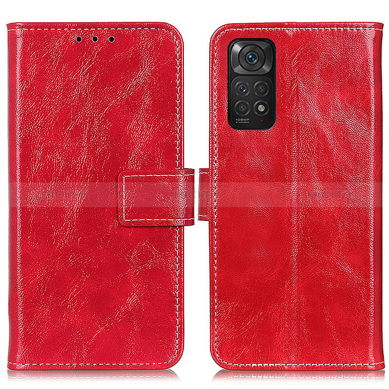 Coque Portefeuille Livre Cuir Etui Clapet K04Z pour Xiaomi Redmi Note 11 4G (2022) Rouge Plus