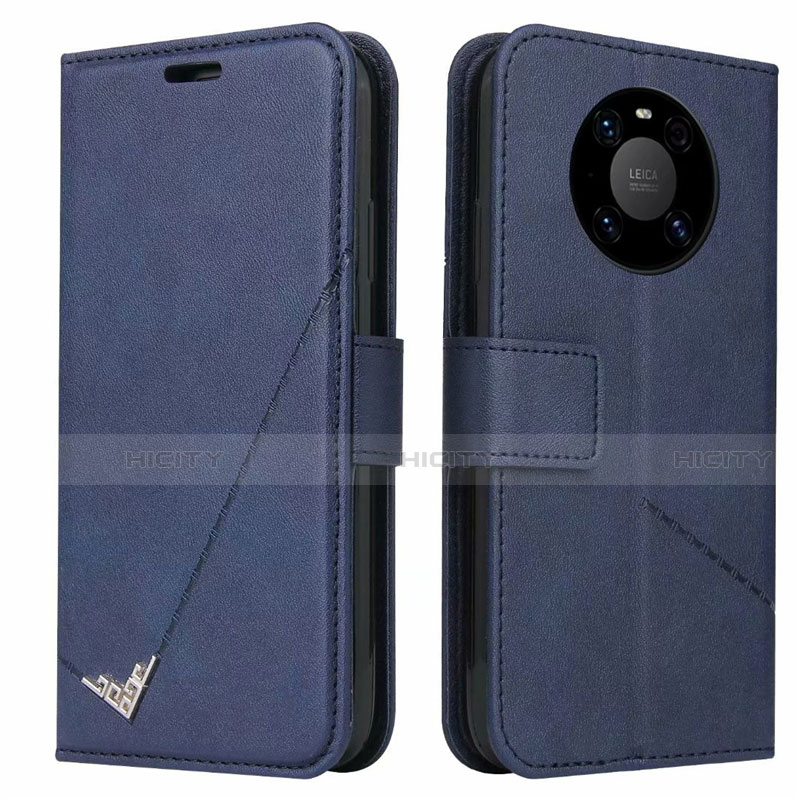 Coque Portefeuille Livre Cuir Etui Clapet K06 pour Huawei Mate 40 Pro Bleu Plus