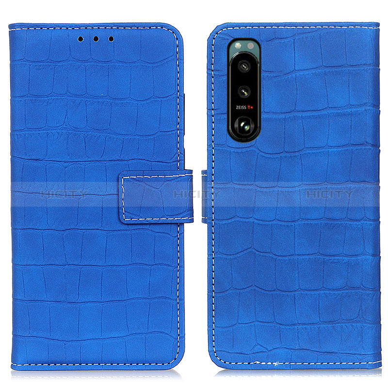 Coque Portefeuille Livre Cuir Etui Clapet K07Z pour Sony Xperia 5 III Bleu Plus