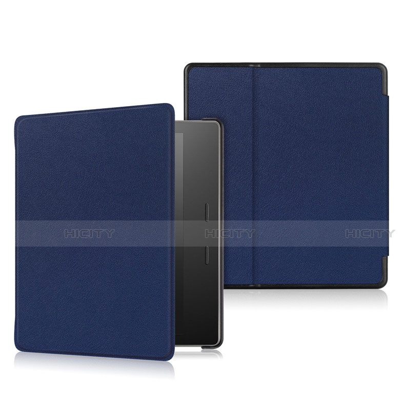 Coque Portefeuille Livre Cuir Etui Clapet L01 pour Amazon Kindle Oasis 7 inch Bleu Plus