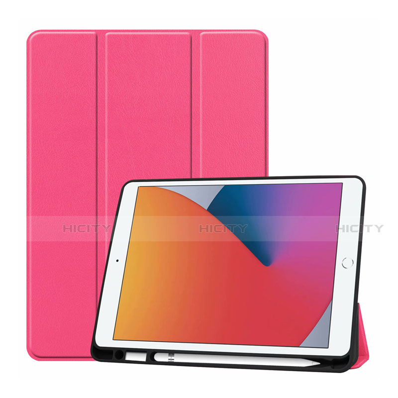Coque Portefeuille Livre Cuir Etui Clapet L01 pour Apple iPad 10.2 (2020) Rose Plus