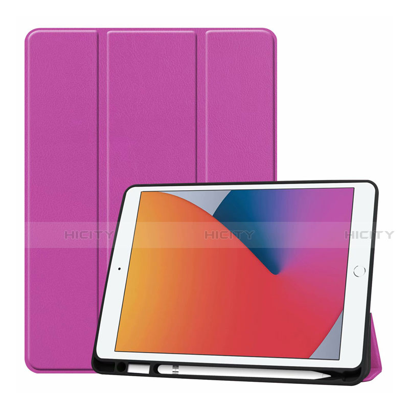 Coque Portefeuille Livre Cuir Etui Clapet L01 pour Apple iPad 10.2 (2020) Rose Rouge Plus