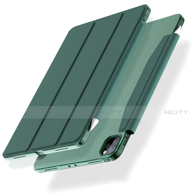 Coque Portefeuille Livre Cuir Etui Clapet L01 pour Apple iPad Pro 11 (2020) Vert Plus