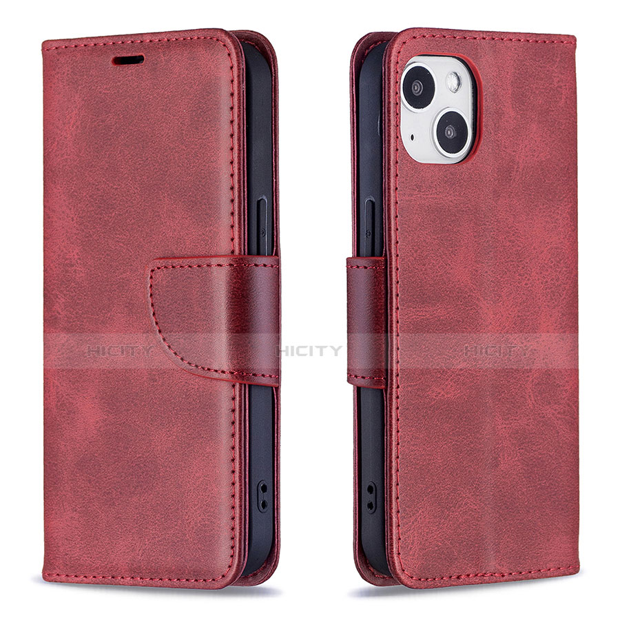 Coque Portefeuille Livre Cuir Etui Clapet L01 pour Apple iPhone 14 Rouge Plus