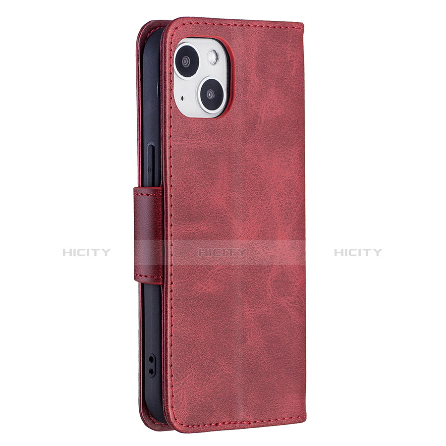 Coque Portefeuille Livre Cuir Etui Clapet L01 pour Apple iPhone 14 Rouge Plus