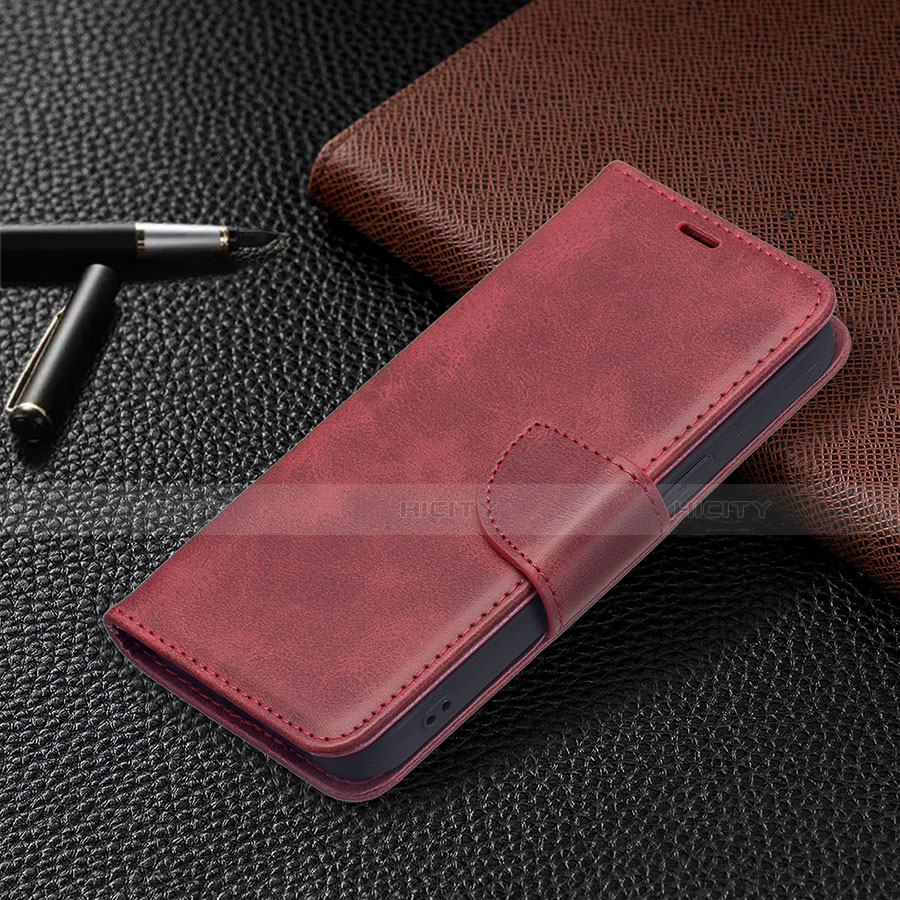Coque Portefeuille Livre Cuir Etui Clapet L01 pour Apple iPhone 14 Rouge Plus