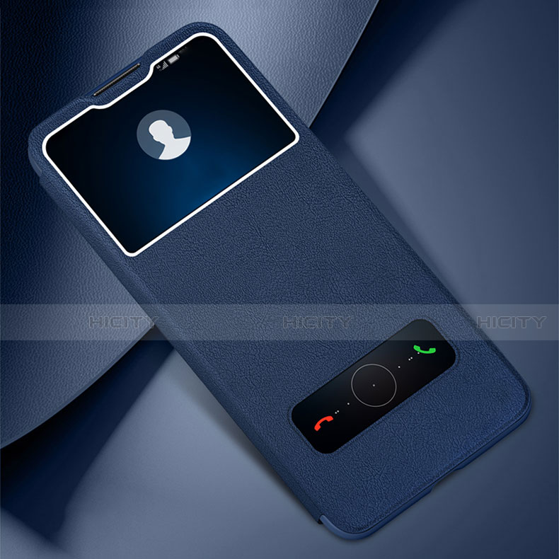 Coque Portefeuille Livre Cuir Etui Clapet L01 pour Huawei Enjoy 10 Plus Bleu Plus