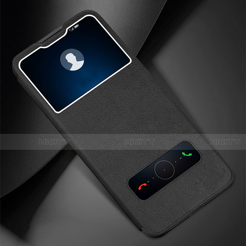 Coque Portefeuille Livre Cuir Etui Clapet L01 pour Huawei Enjoy 10 Plus Noir Plus