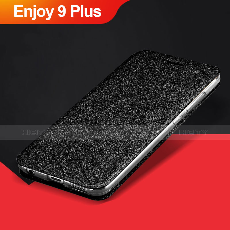 Coque Portefeuille Livre Cuir Etui Clapet L01 pour Huawei Enjoy 9 Plus Noir Plus