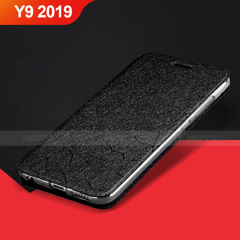 Coque Portefeuille Livre Cuir Etui Clapet L01 pour Huawei Y9 (2019) Noir Plus