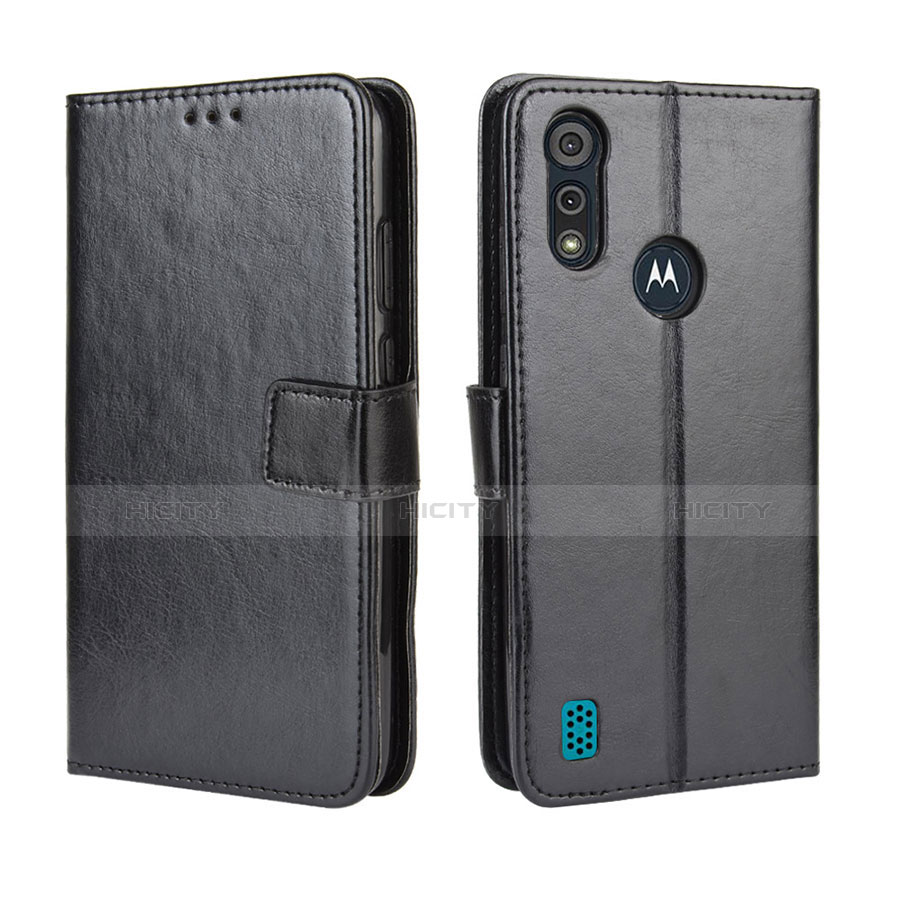Coque Portefeuille Livre Cuir Etui Clapet L01 pour Motorola Moto E6s (2020) Noir Plus