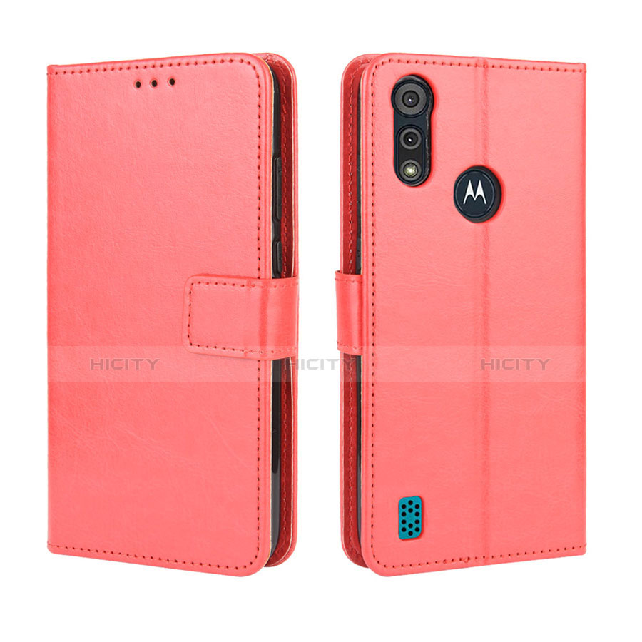 Coque Portefeuille Livre Cuir Etui Clapet L01 pour Motorola Moto E6s (2020) Rouge Plus
