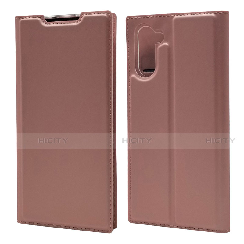 Coque Portefeuille Livre Cuir Etui Clapet L01 pour Samsung Galaxy Note 10 5G Or Rose Plus