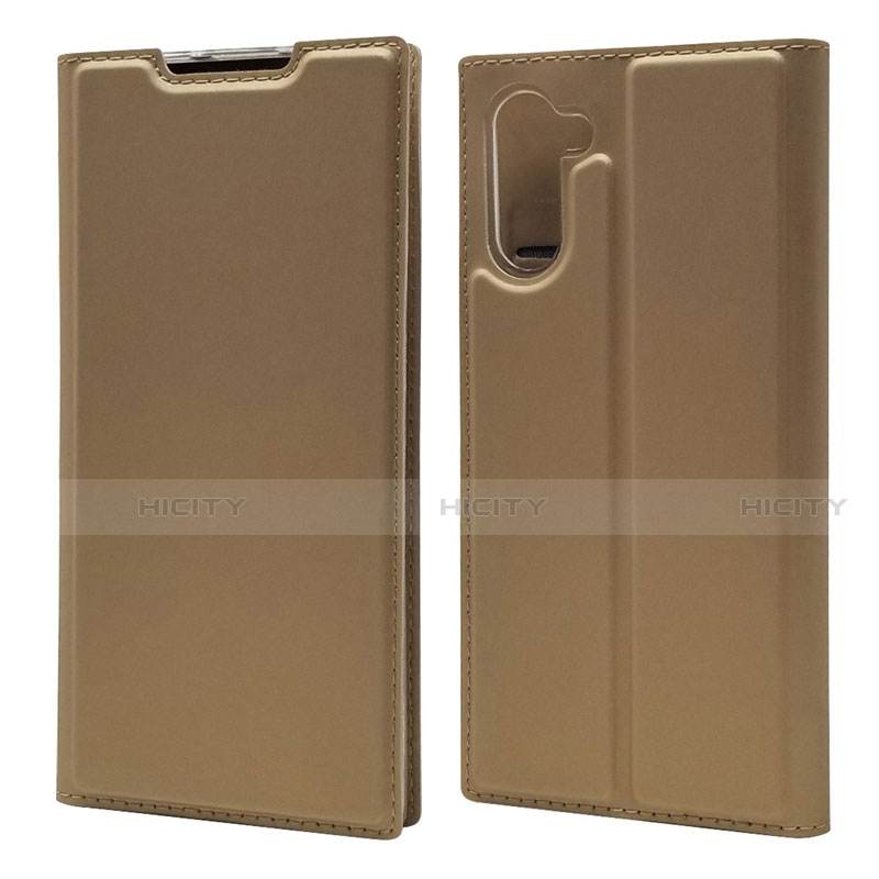 Coque Portefeuille Livre Cuir Etui Clapet L01 pour Samsung Galaxy Note 10 Or Plus