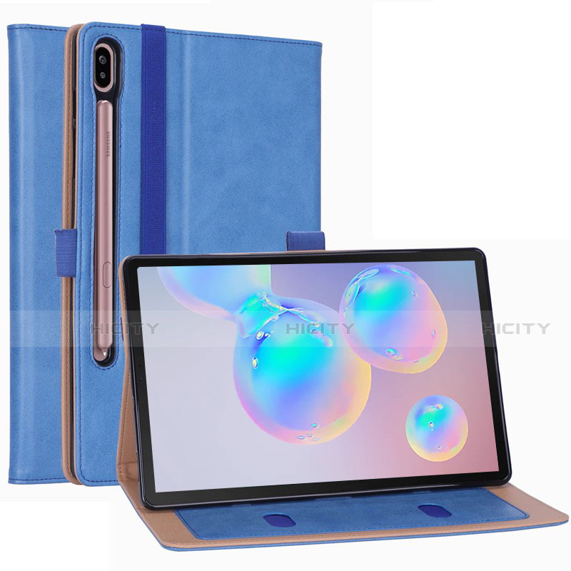 Coque Portefeuille Livre Cuir Etui Clapet L01 pour Samsung Galaxy Tab S6 10.5 SM-T860 Bleu Ciel Plus