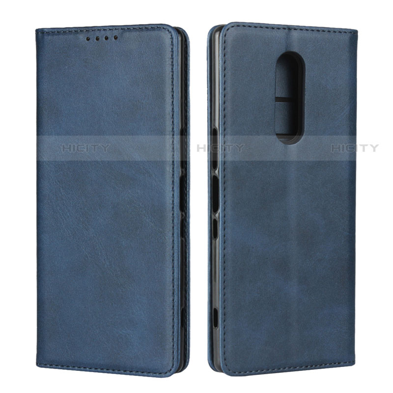 Coque Portefeuille Livre Cuir Etui Clapet L01 pour Sony Xperia 1 Bleu Plus