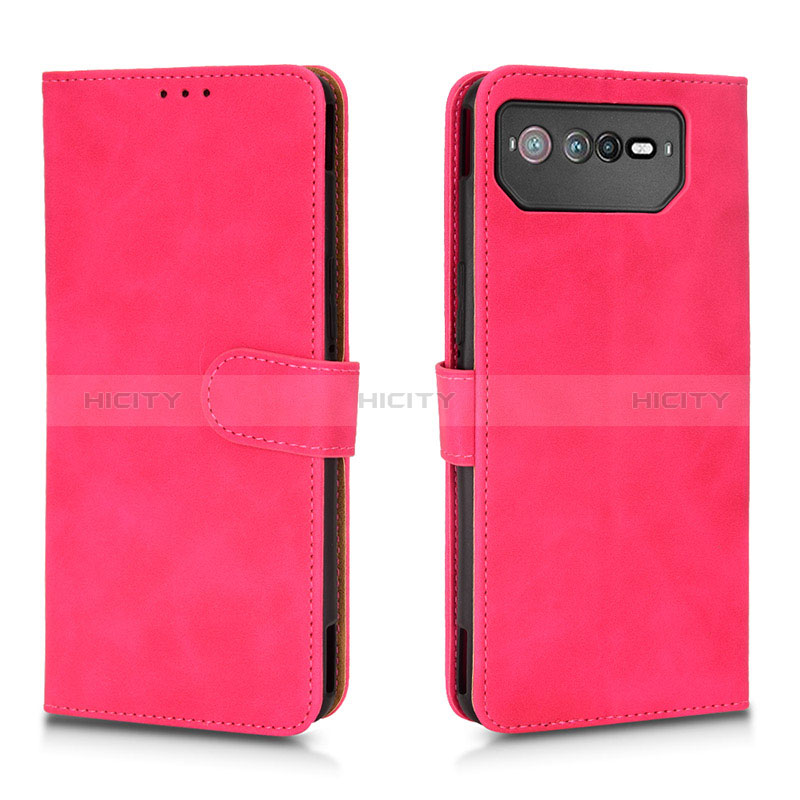 Coque Portefeuille Livre Cuir Etui Clapet L01Z pour Asus ROG Phone 6 Pro Rose Rouge Plus