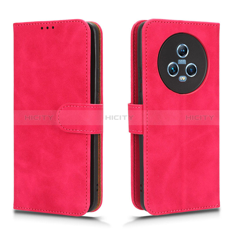 Coque Portefeuille Livre Cuir Etui Clapet L01Z pour Huawei Honor Magic5 5G Rose Rouge Plus