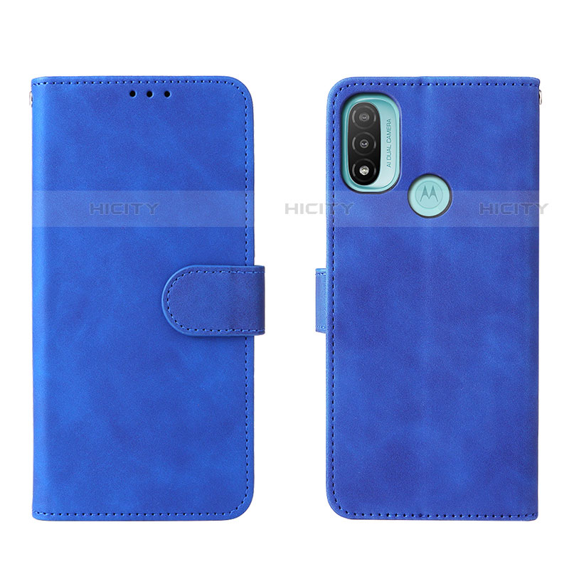 Coque Portefeuille Livre Cuir Etui Clapet L01Z pour Motorola Moto E30 Bleu Plus
