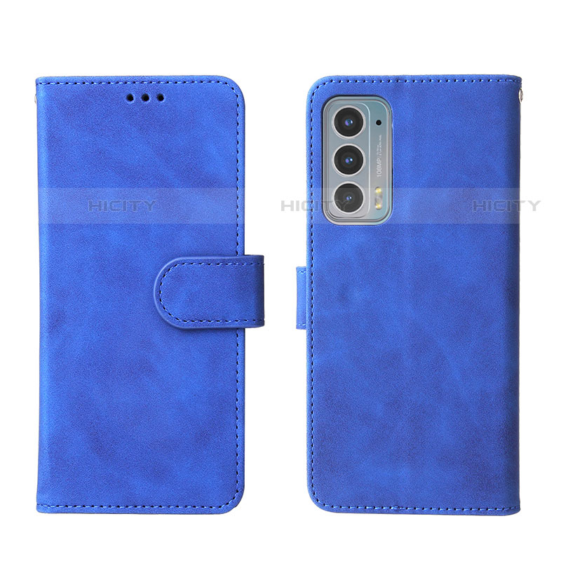 Coque Portefeuille Livre Cuir Etui Clapet L01Z pour Motorola Moto Edge 20 5G Bleu Plus