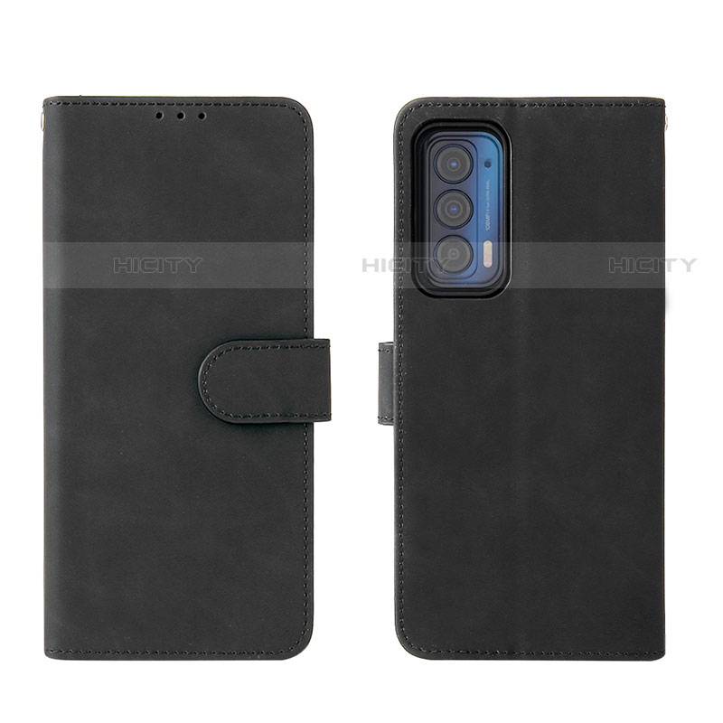 Coque Portefeuille Livre Cuir Etui Clapet L01Z pour Motorola Moto Edge (2021) 5G Noir Plus