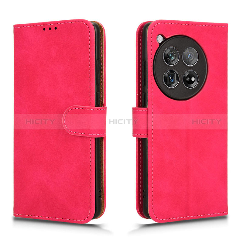 Coque Portefeuille Livre Cuir Etui Clapet L01Z pour OnePlus 12R 5G Rose Rouge Plus