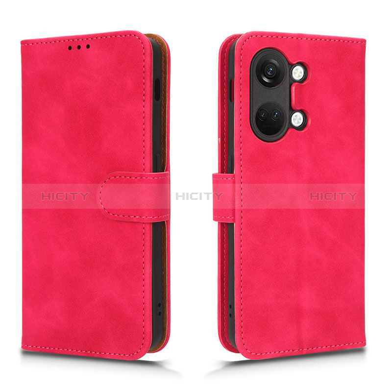 Coque Portefeuille Livre Cuir Etui Clapet L01Z pour OnePlus Nord 3 5G Rose Rouge Plus