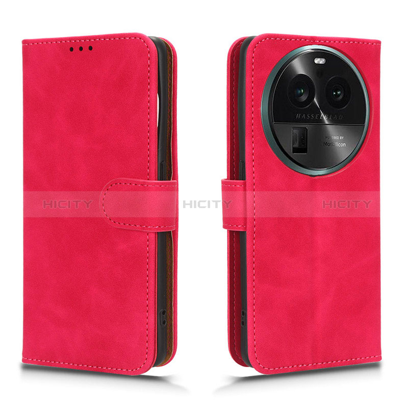 Coque Portefeuille Livre Cuir Etui Clapet L01Z pour Oppo Find X6 Pro 5G Rose Rouge Plus