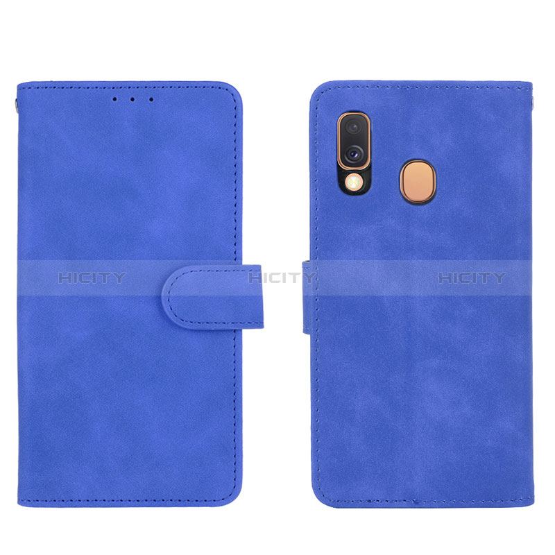 Coque Portefeuille Livre Cuir Etui Clapet L01Z pour Samsung Galaxy A40 Bleu Plus