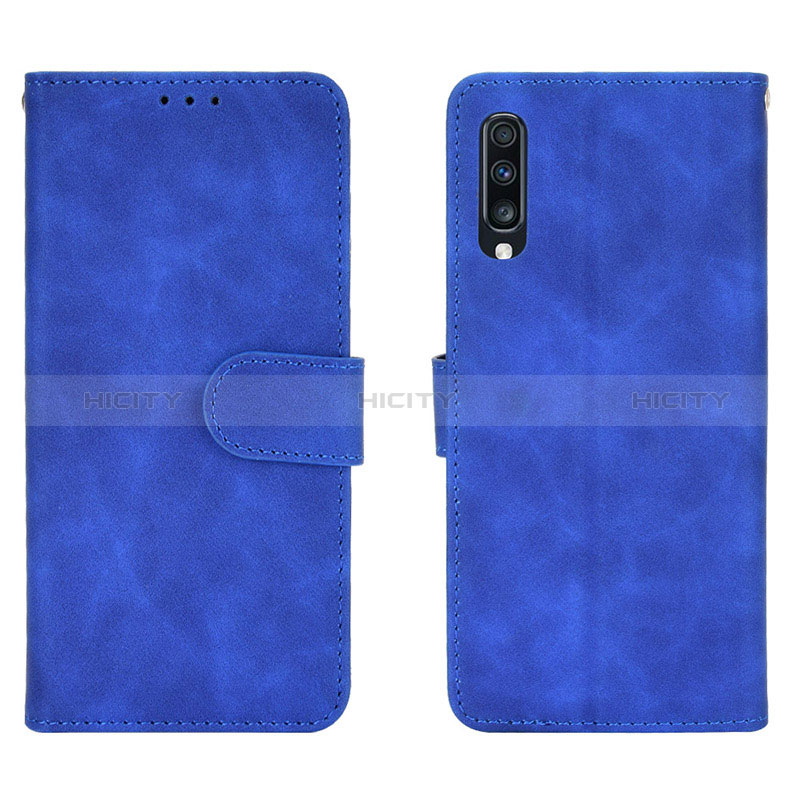 Coque Portefeuille Livre Cuir Etui Clapet L01Z pour Samsung Galaxy A70 Bleu Plus