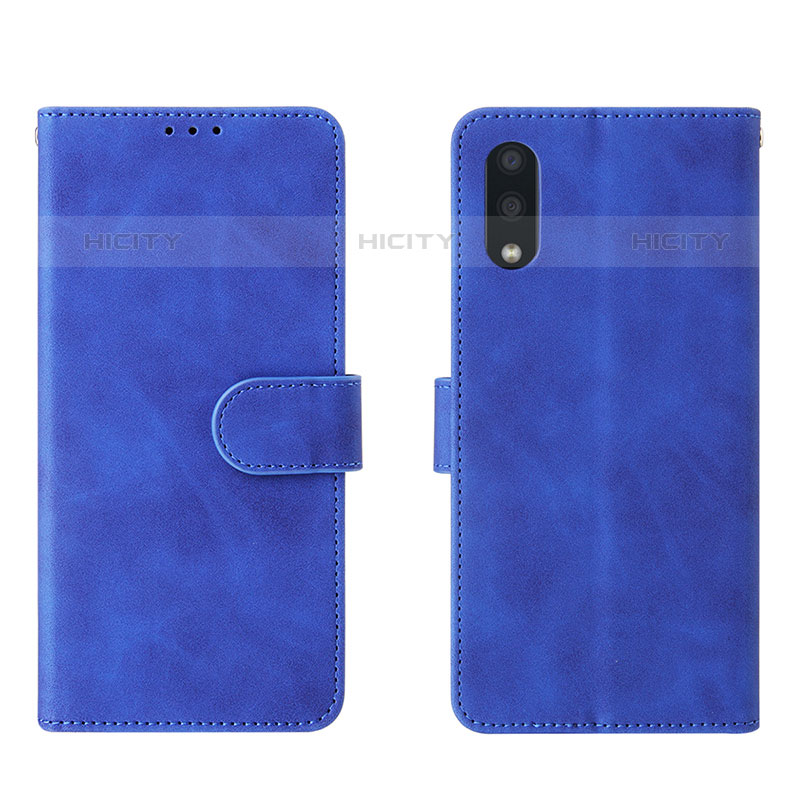 Coque Portefeuille Livre Cuir Etui Clapet L01Z pour Samsung Galaxy M02 Bleu Plus