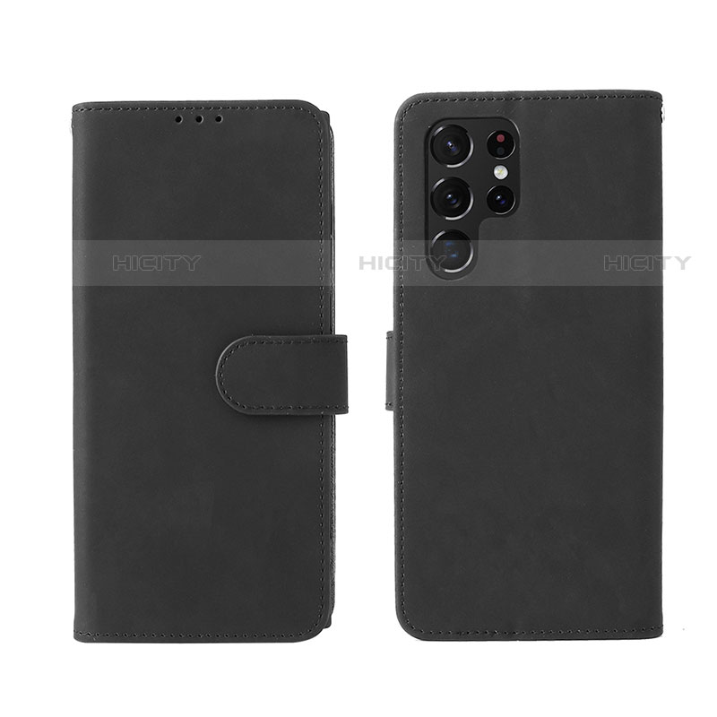 Coque Portefeuille Livre Cuir Etui Clapet L01Z pour Samsung Galaxy S22 Ultra 5G Noir Plus