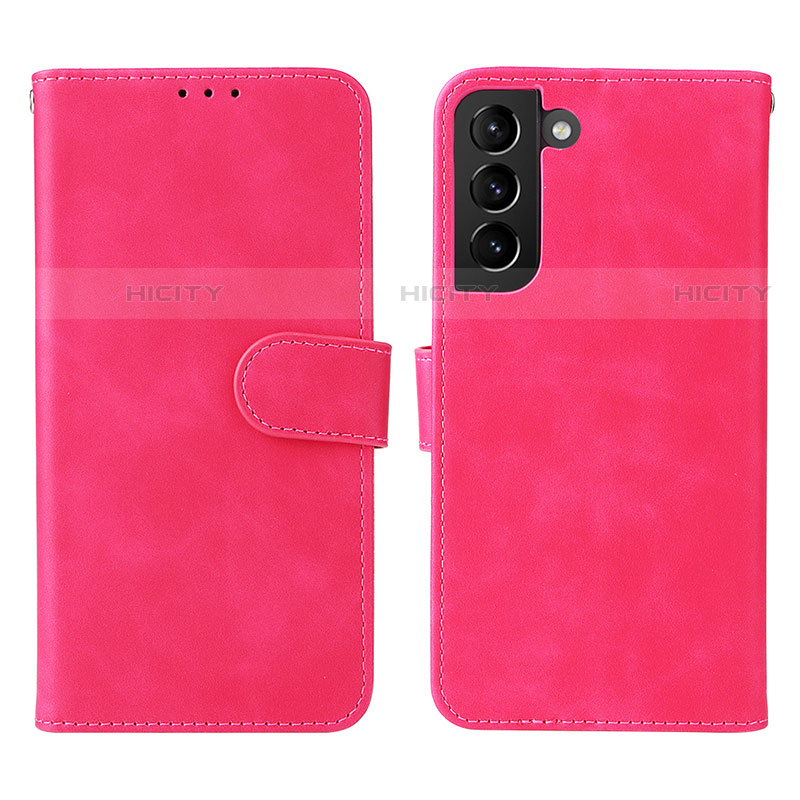 Coque Portefeuille Livre Cuir Etui Clapet L01Z pour Samsung Galaxy S23 5G Rose Rouge Plus