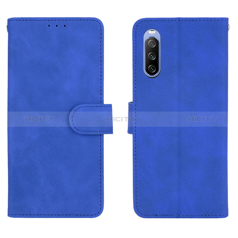 Coque Portefeuille Livre Cuir Etui Clapet L01Z pour Sony Xperia 10 III Bleu Plus