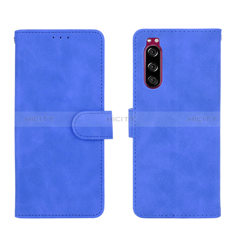 Coque Portefeuille Livre Cuir Etui Clapet L01Z pour Sony Xperia 5 Bleu Plus