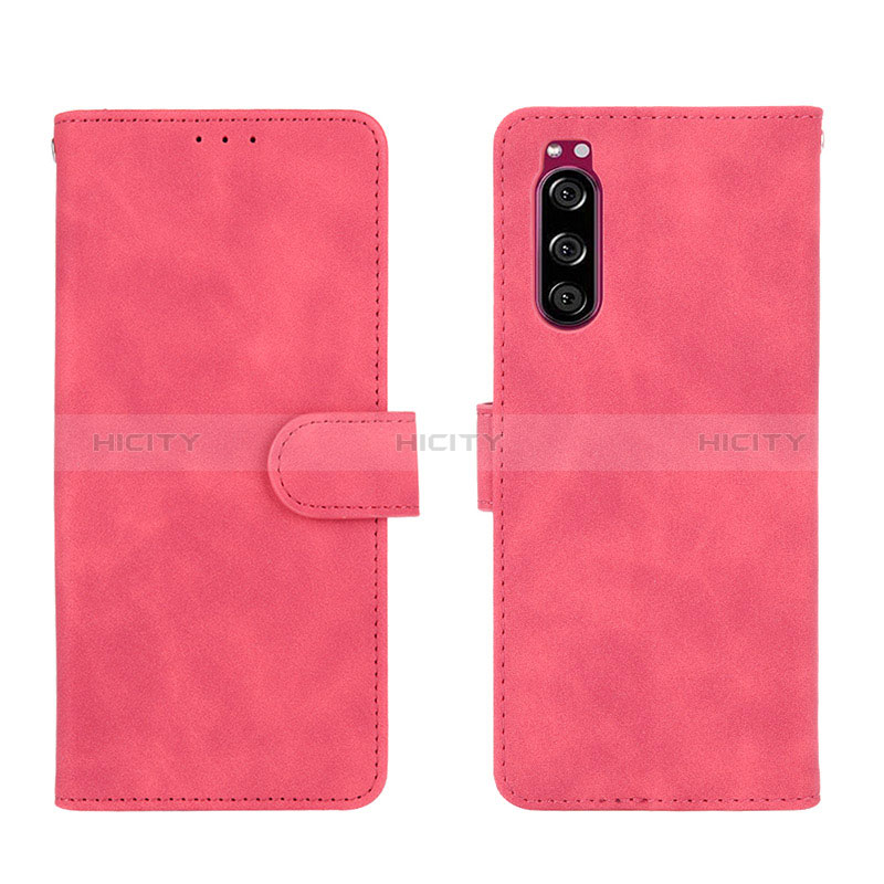 Coque Portefeuille Livre Cuir Etui Clapet L01Z pour Sony Xperia 5 II Rose Rouge Plus