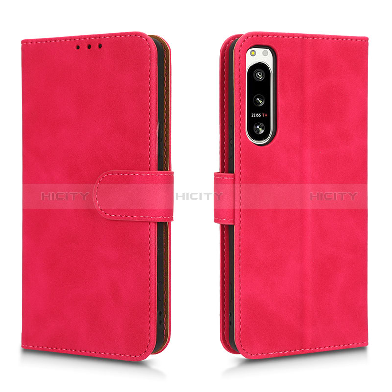Coque Portefeuille Livre Cuir Etui Clapet L01Z pour Sony Xperia 5 IV Rose Rouge Plus
