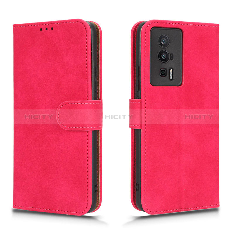 Coque Portefeuille Livre Cuir Etui Clapet L01Z pour Xiaomi Poco F5 Pro 5G Rose Rouge Plus