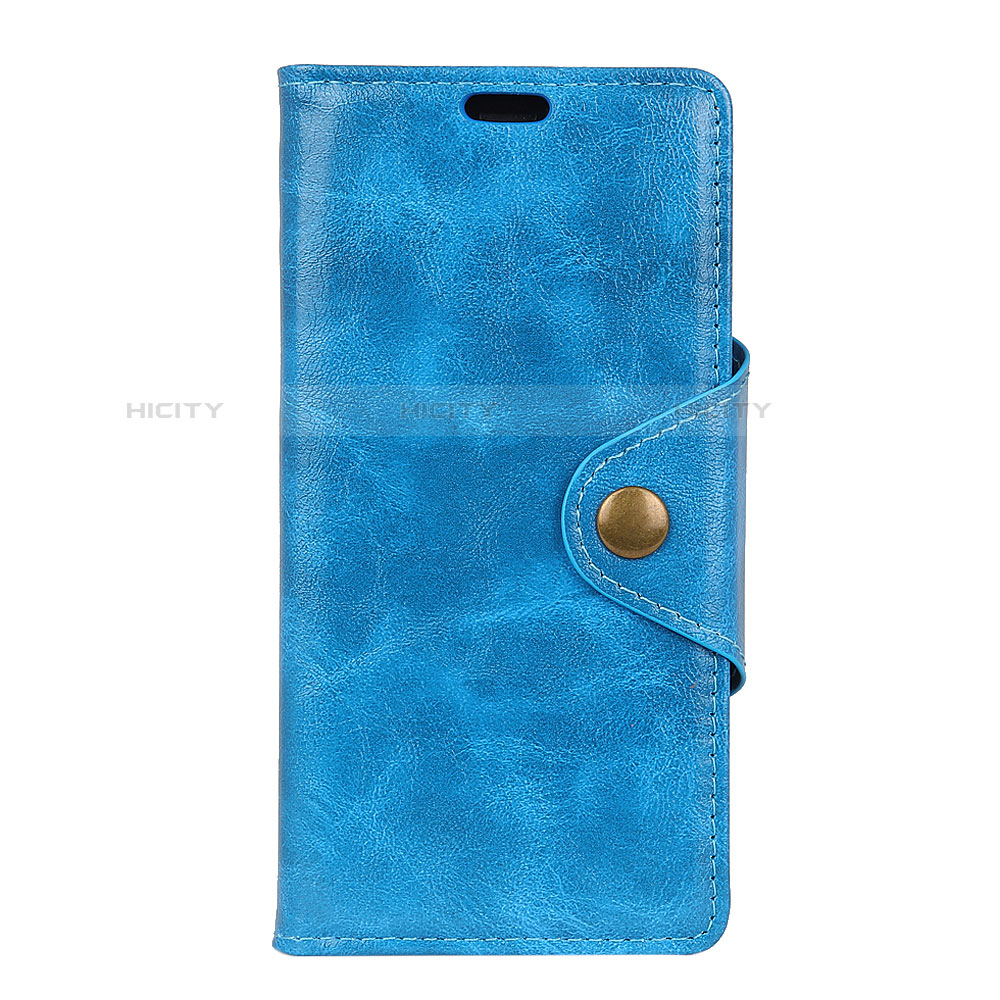 Coque Portefeuille Livre Cuir Etui Clapet L02 pour Alcatel 1 Bleu Plus