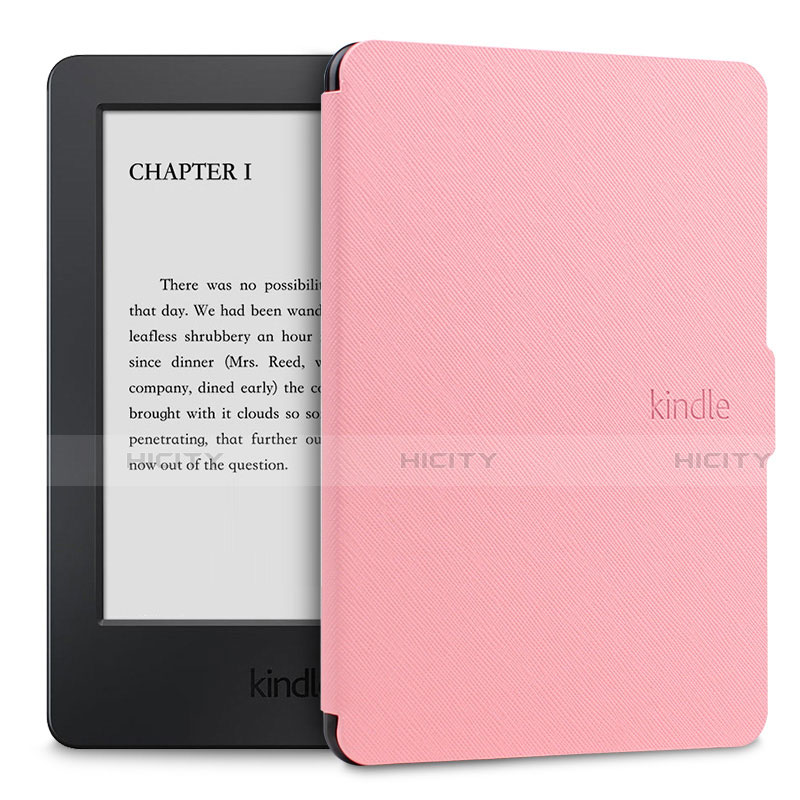Coque Portefeuille Livre Cuir Etui Clapet L02 pour Amazon Kindle Paperwhite 6 inch Rose Plus