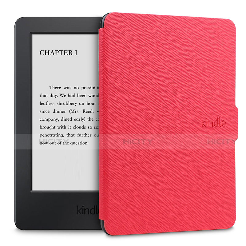 Coque Portefeuille Livre Cuir Etui Clapet L02 pour Amazon Kindle Paperwhite 6 inch Rouge Plus