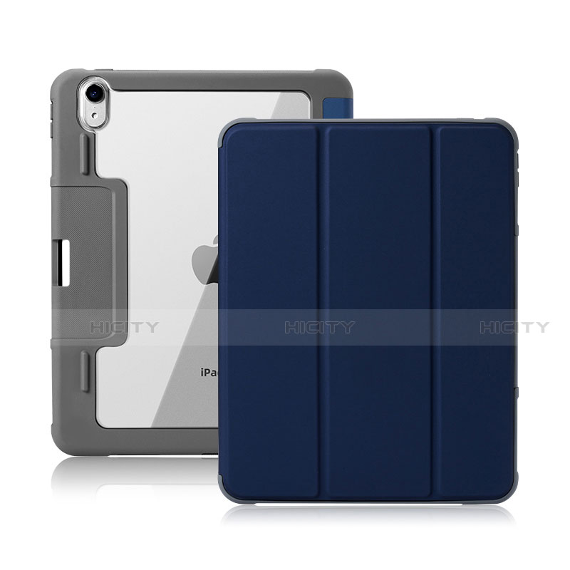 Coque Portefeuille Livre Cuir Etui Clapet L02 pour Apple New iPad Air 10.9 (2020) Bleu Royal Plus