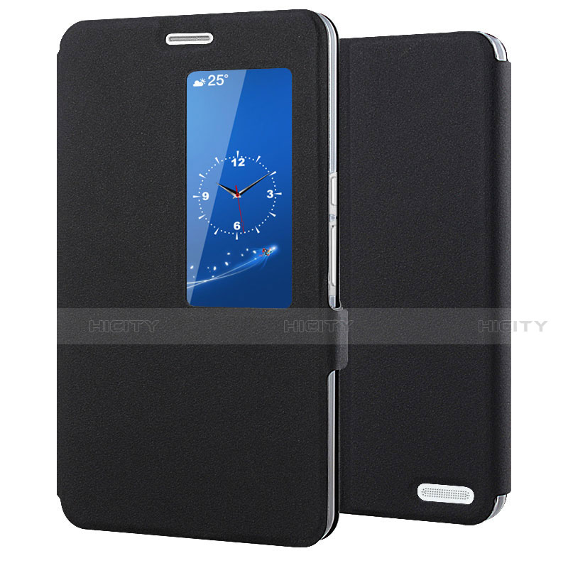 Coque Portefeuille Livre Cuir Etui Clapet L02 pour Huawei MediaPad X2 Noir Plus